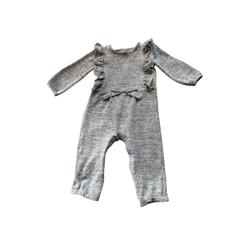 Carter's Just One You Gray Ruffle Long Sleeve Romper Jumpsuit‎ 12M